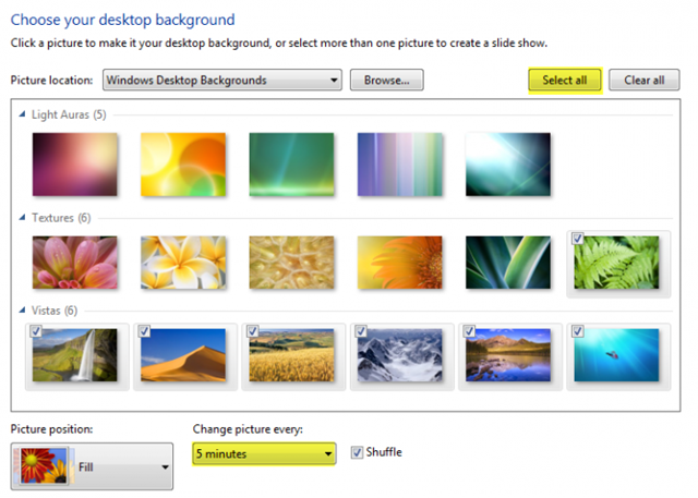 Wallpapers Slideshow in Windows 7