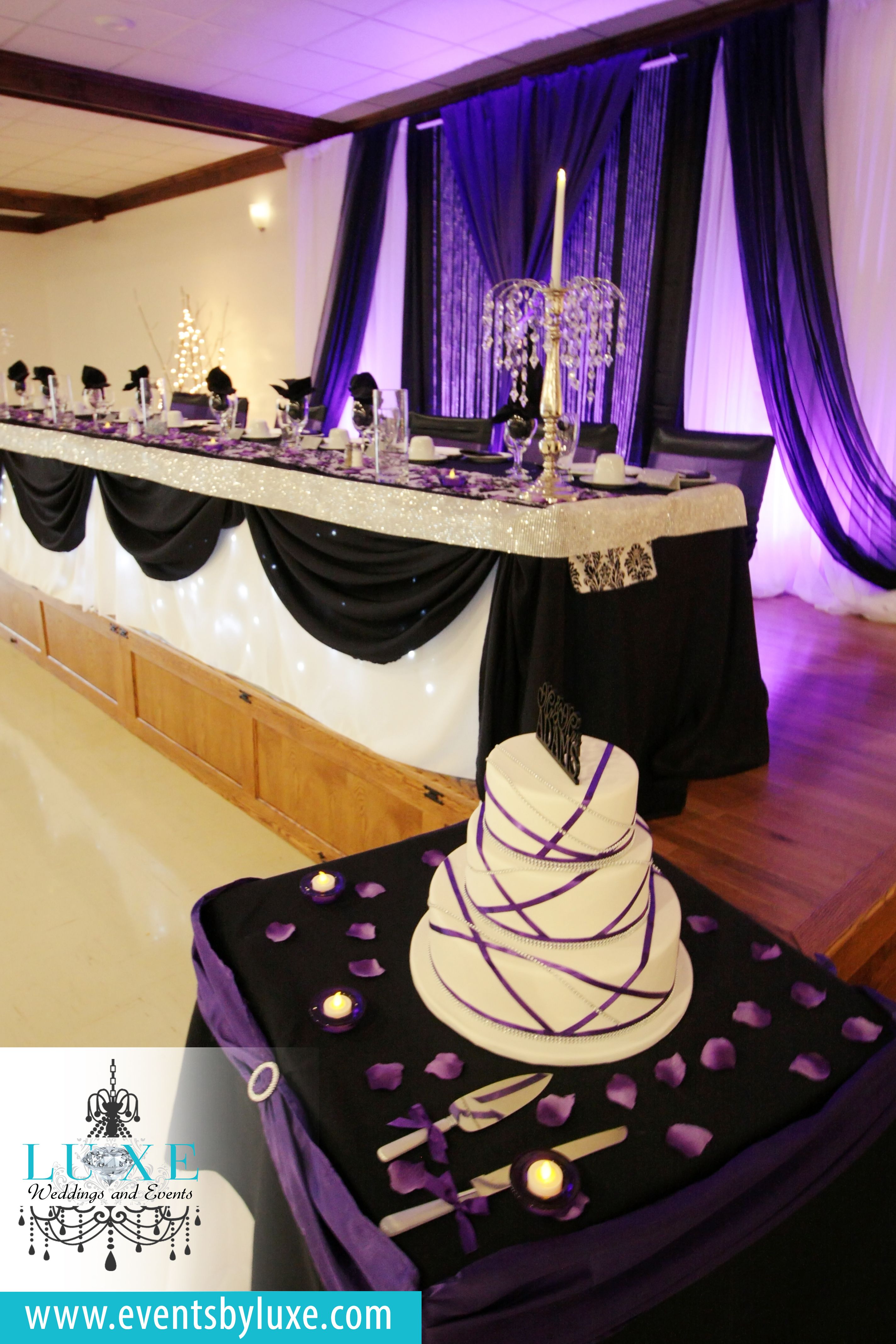 Purple Black And White Wedding Backdrop Uplighting