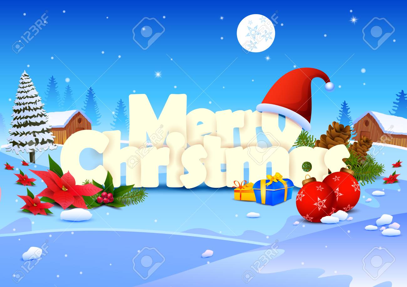 Vector Illustration Of Merry Christmas Wallpaper Background