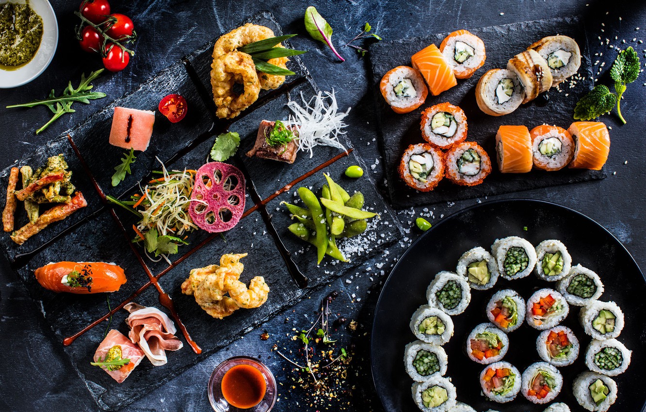 Wallpaper fish sushi rolls seafood images for desktop section