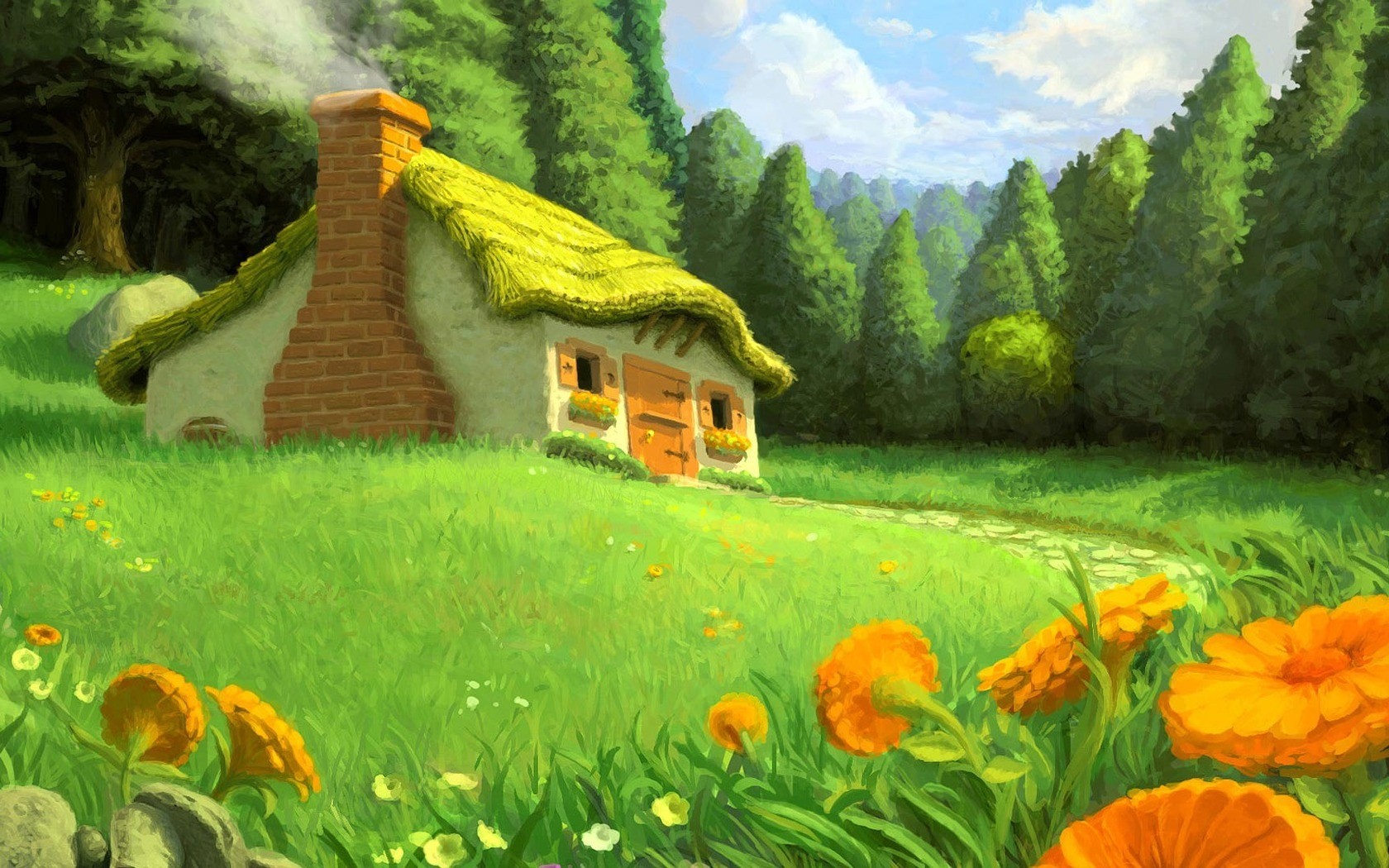 Cottage By The Forest Wallpaper Amazing Photos Cool Images