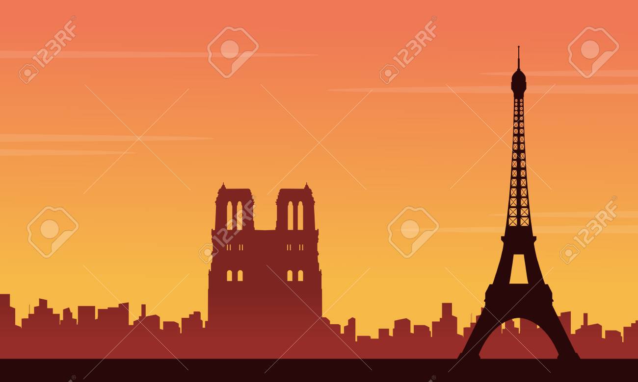 Eiffel Tower Scenery Silhouette Background Royalty Cliparts