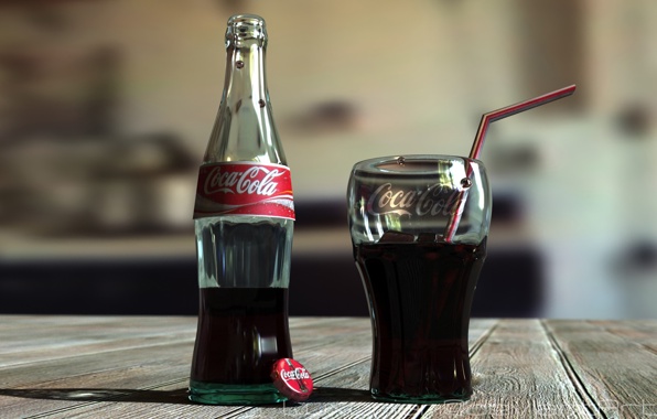 Coca Cola Lemonade A Bottle Glass Wallpaper