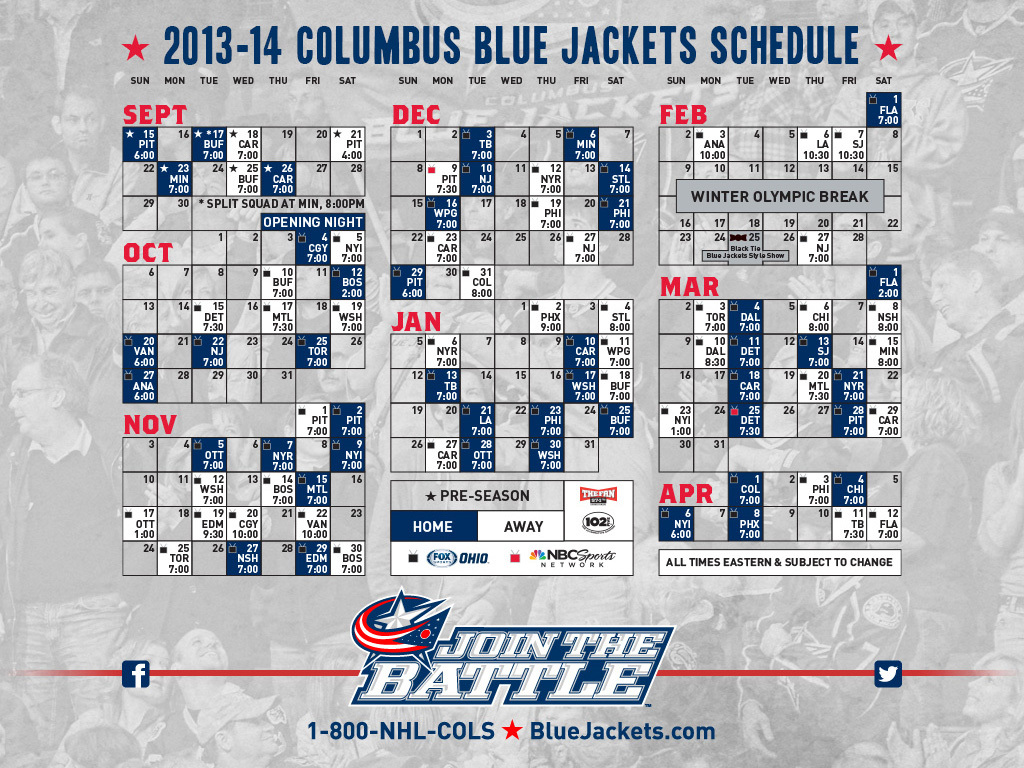 Columbus Blue Jackets Schedule