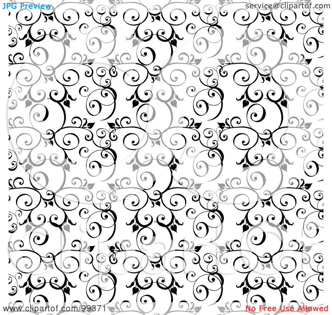 Clipart Illustration Of A Black And White Vine Pattern Background