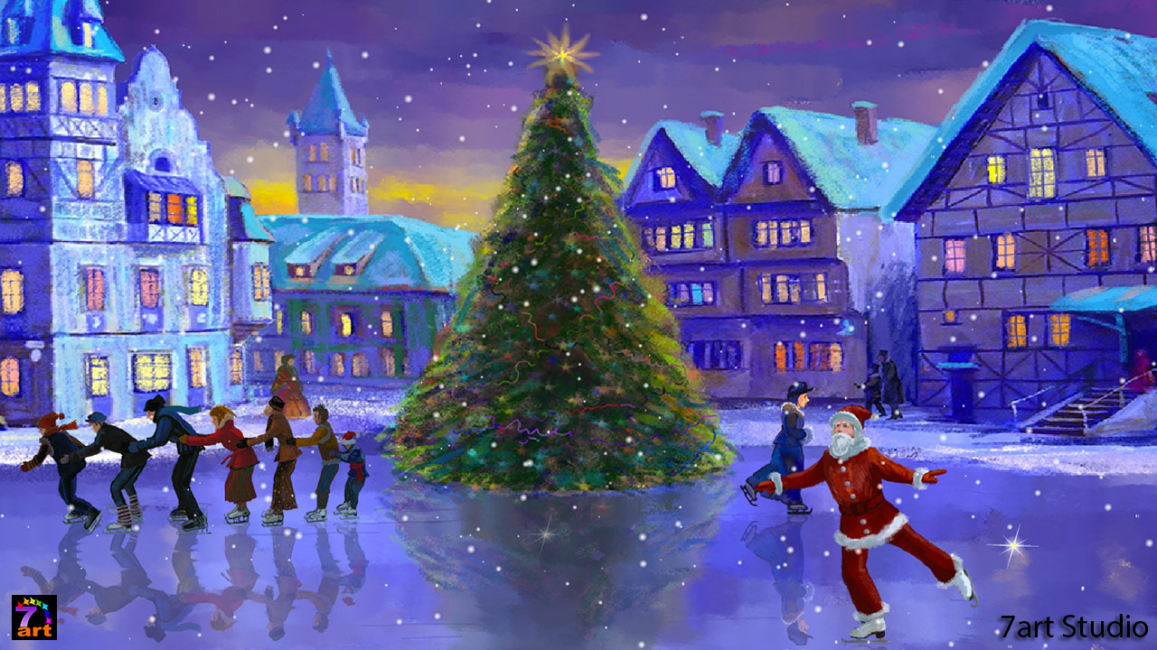 christmas live desktop background themes