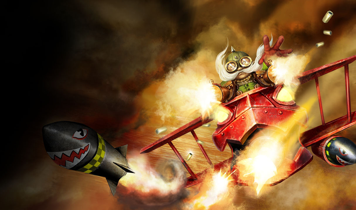Red Baron Corki Chinese League Of Legends Wallpaper