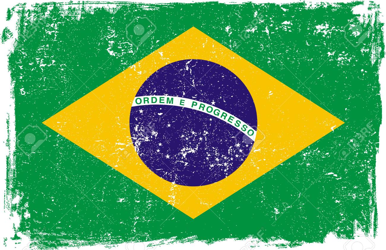 Brazil Brasil Vector Grunge Flag Isolated On White Background