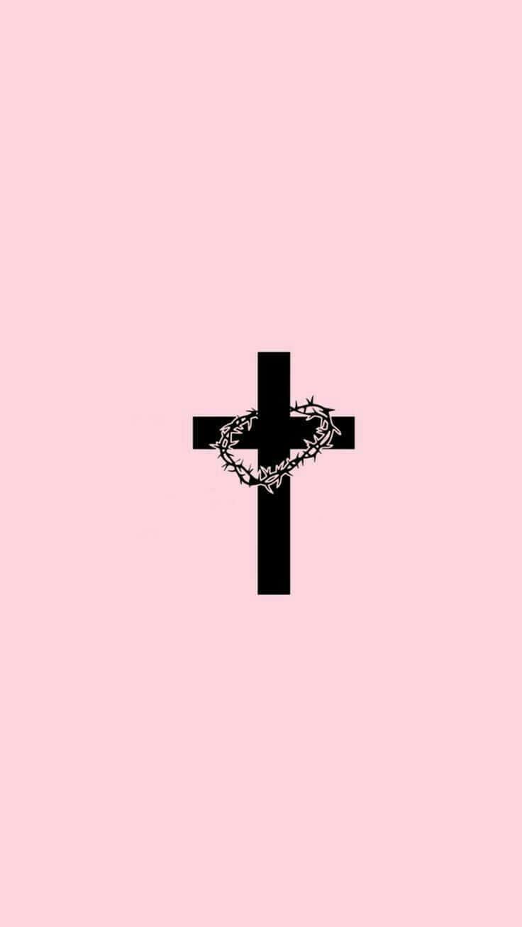 A Beautiful Sky With White And Pink Cross In The