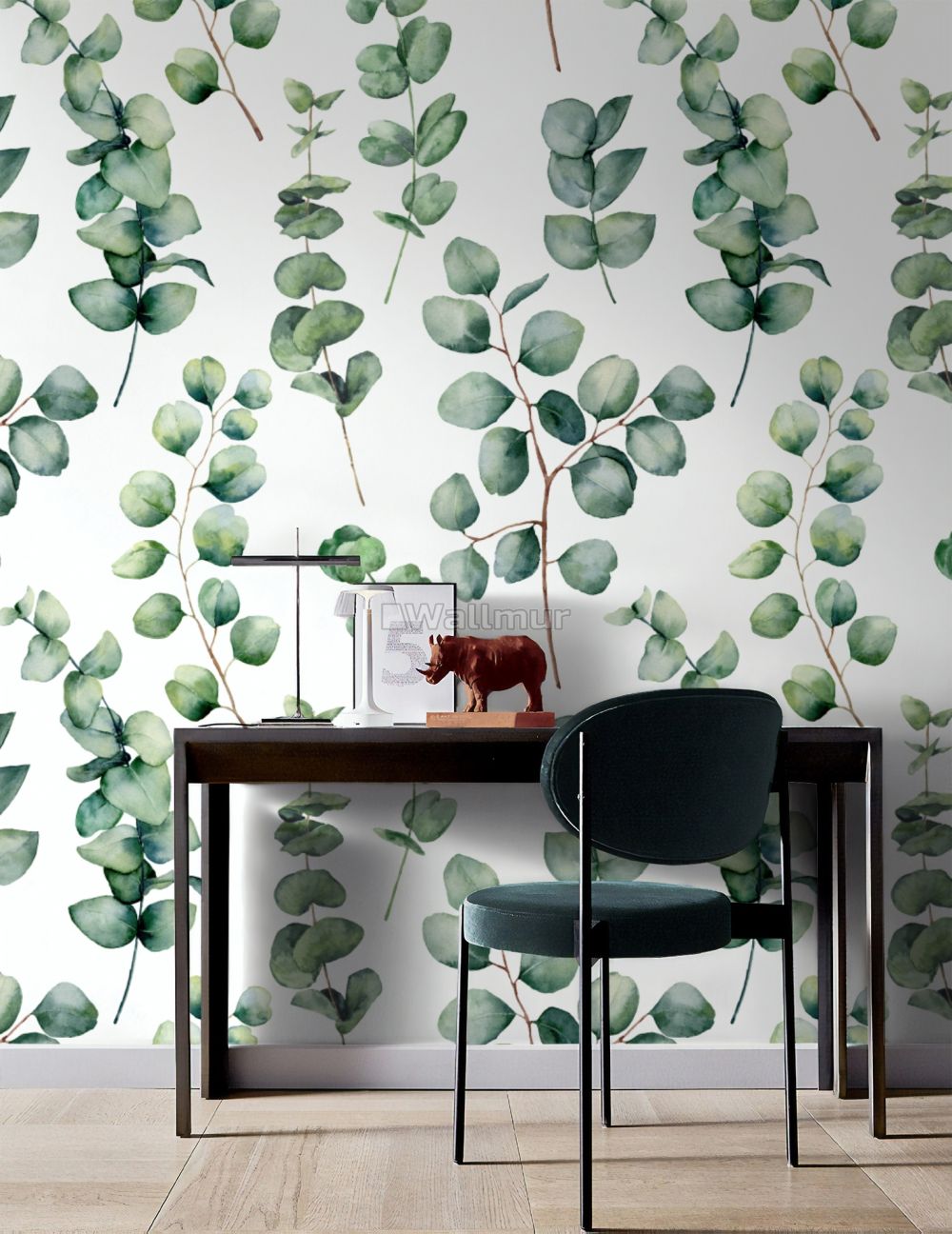 Watercolor Eucalyptus Leaf Wallpaper Mural Wallmur