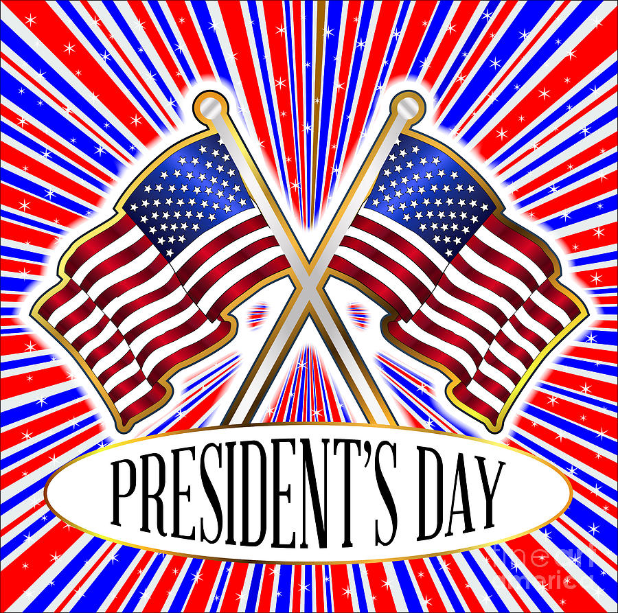 Red White And Blue Rays Background With Stars Presidents Day