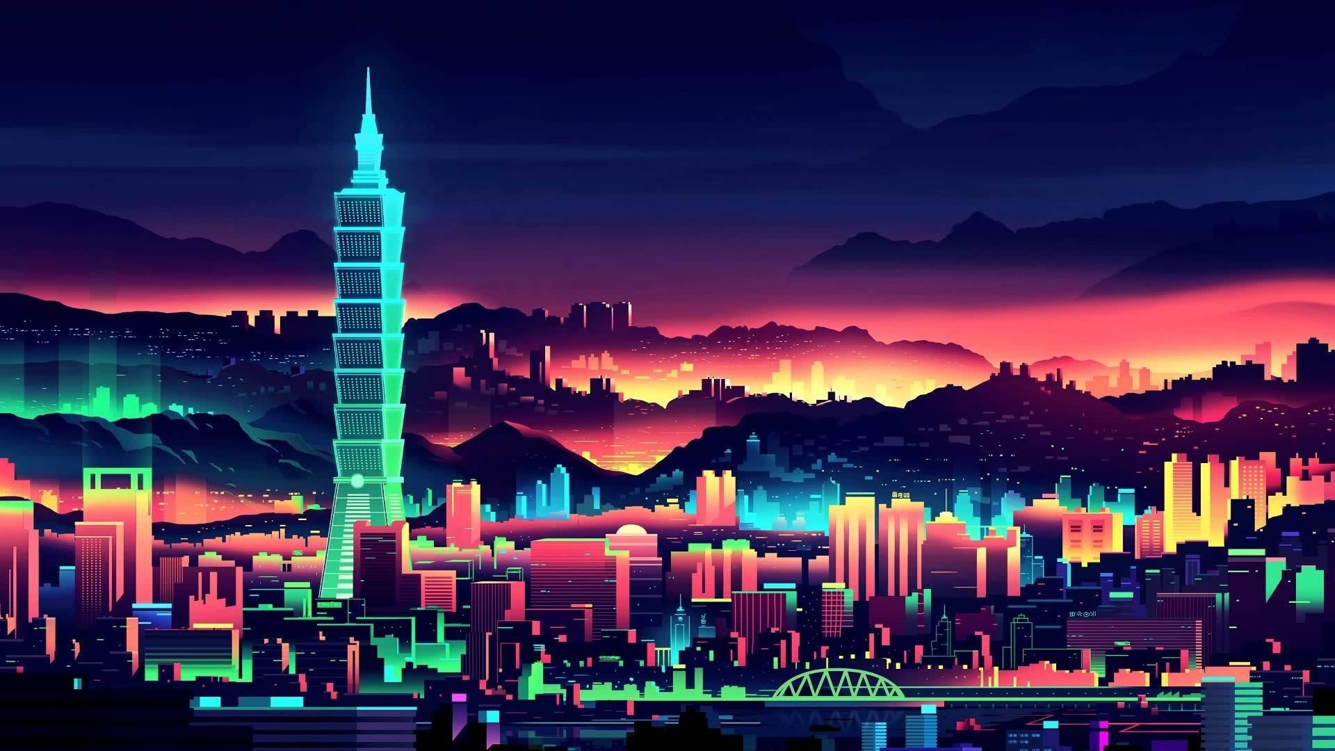 Neon City Aesthetic Wallpaper On