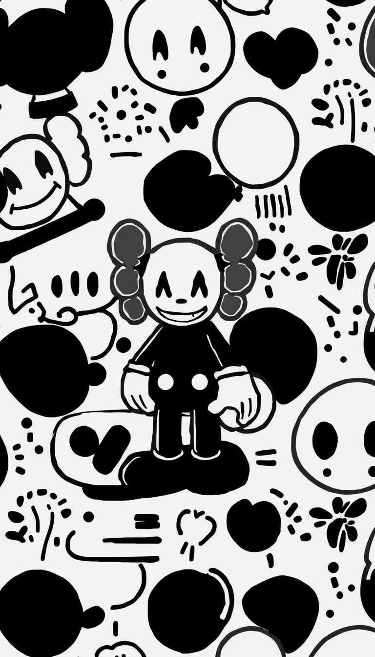 Kaws Black And White Wallpaper