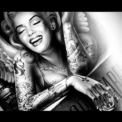 Marilyn Monroe  Tattoo And Guns Poster