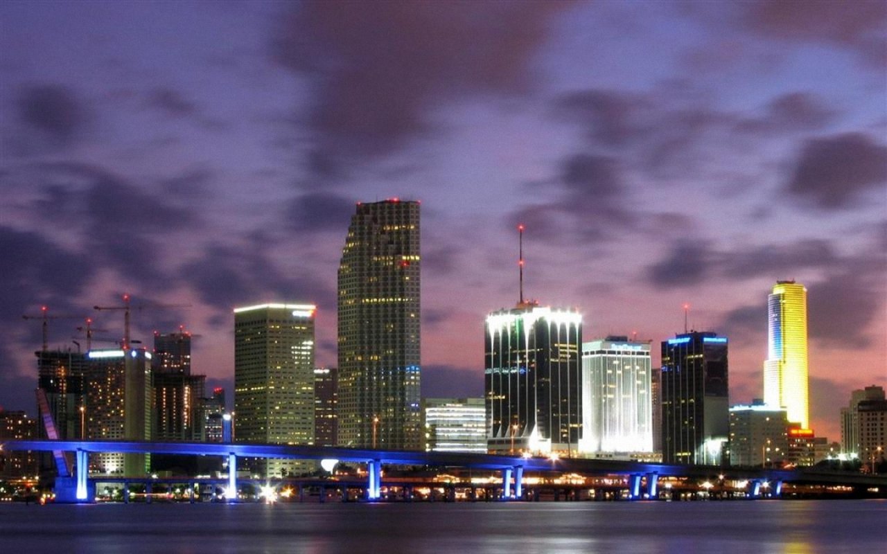 Blue Skyline Of Miami Wallpaper