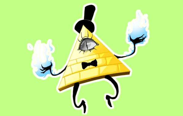 Gravity Falls Bill Cipher Eyes Hat Bow Triangle Fire Art