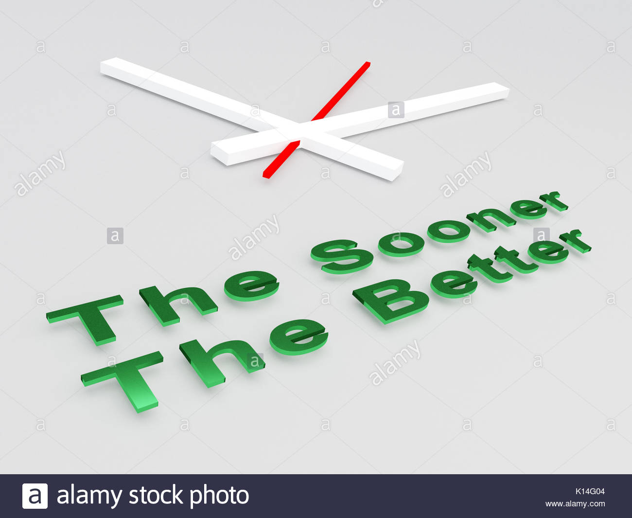 3D illustration of The Sooner The Better title with a clock as a 1300x1065