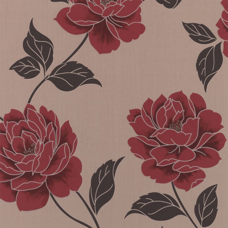 Ella Paste The Wall Wallpaper In Red And Cream By Colours