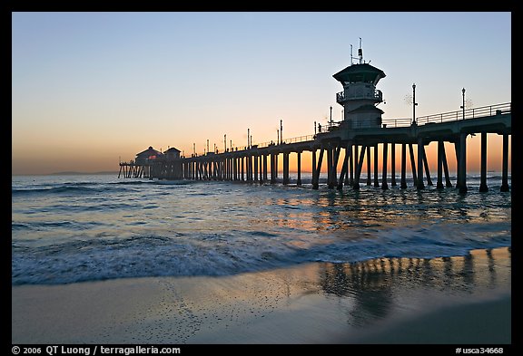 Wet Sand At Sunset Huntington Beach Orange County California Usa