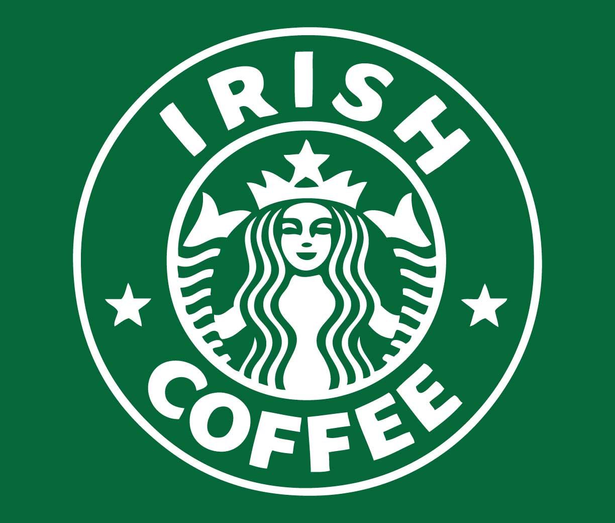 Irish Coffee Like Starbucks Logo St Patricks Day Drinking Shirt