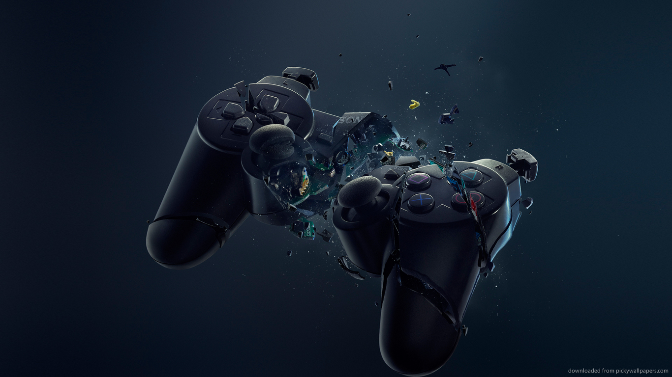 Download 1366x768 Sheared PS3 Controller Wallpaper