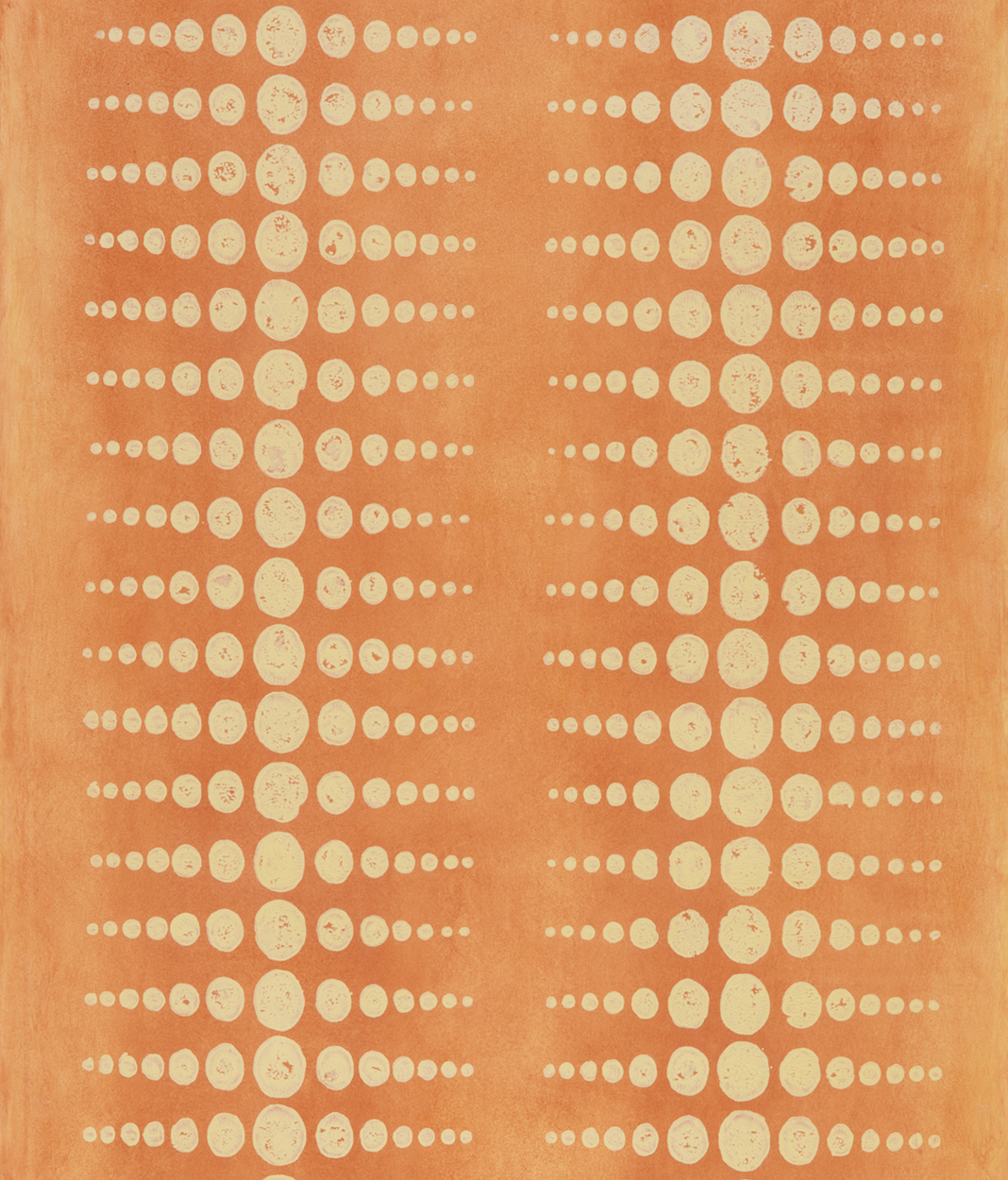 Two Columns Of Scaled Dots In Pale Yellow Printed Against A Background