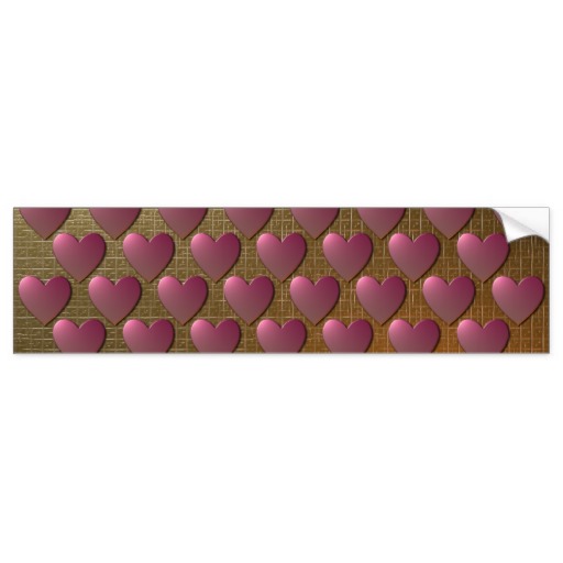 Metallic Gold Wallpaper With Pink Hearts Bumper Sticker