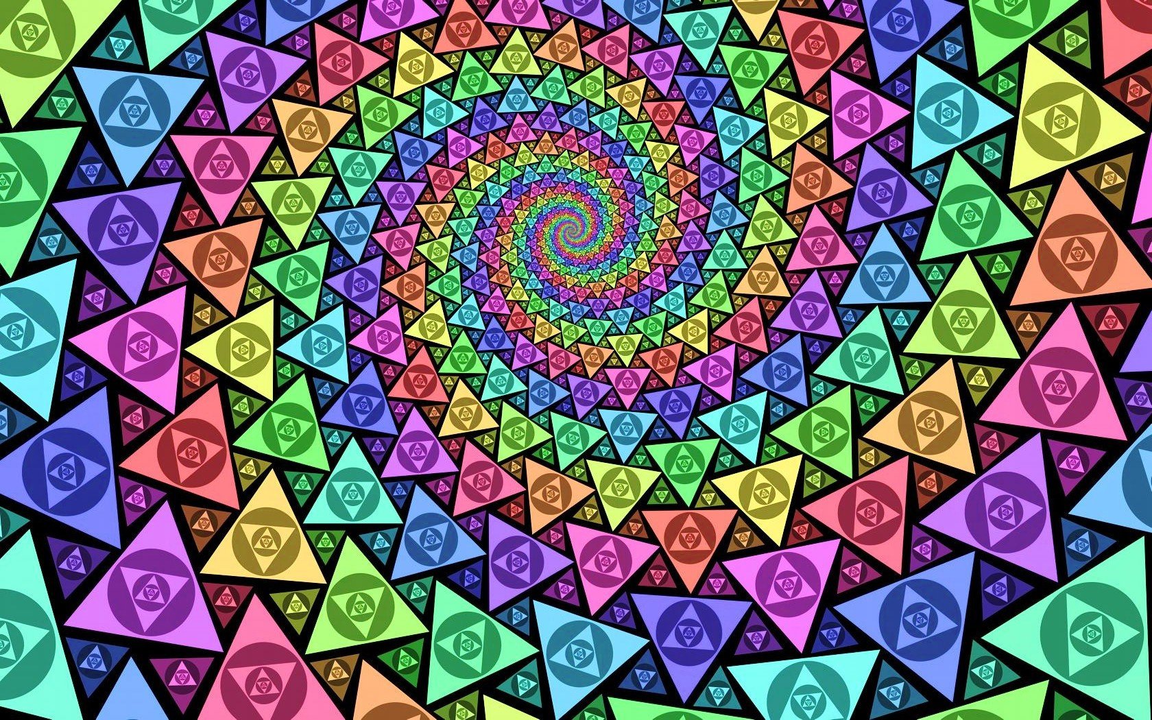 Psychedelic Rainbows Trippy Colors Triangles Wallpaper Background