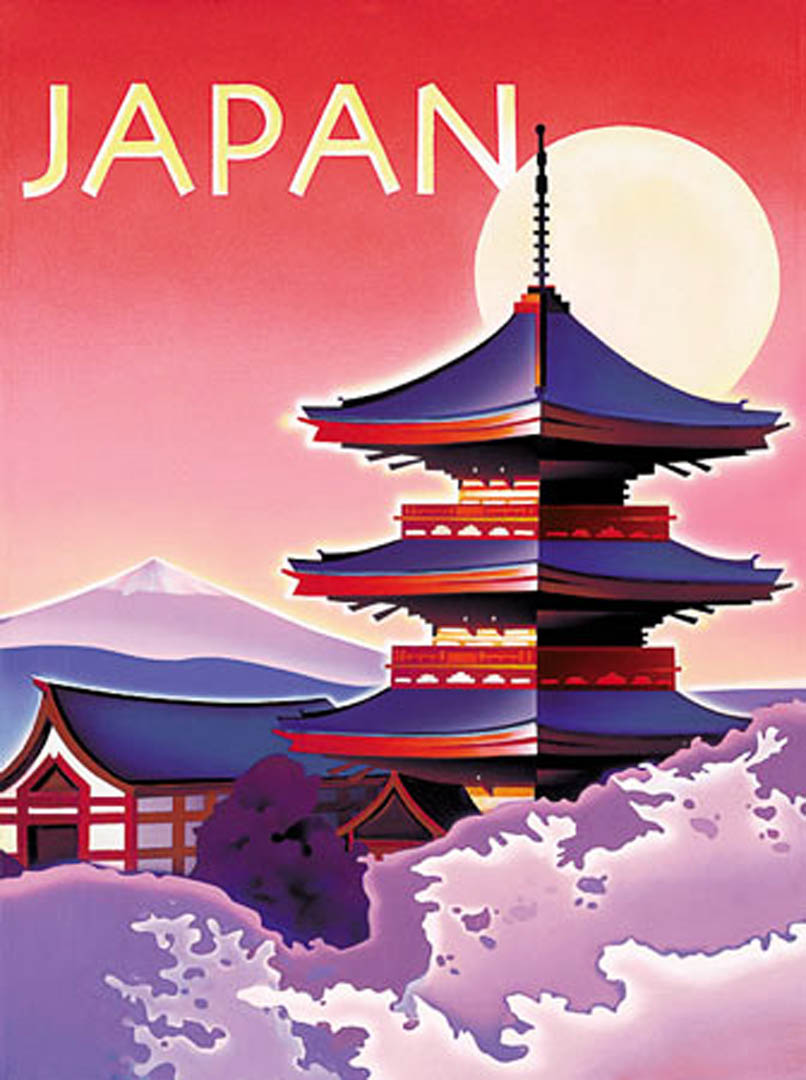 Japan Vintage Tourism Posters Wallpaper Image