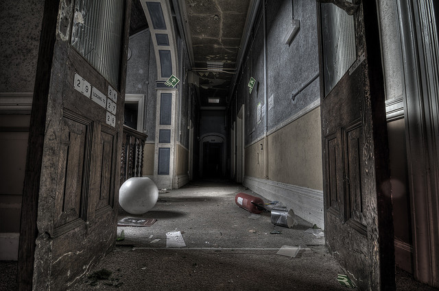 Abandoned Insane Asylum Hallway Inside The Old Hall Little