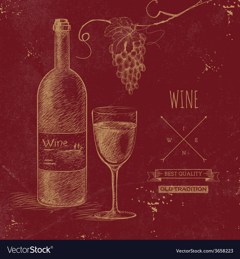 Hand Drawn Grunge Wine Background Royalty Vector Image