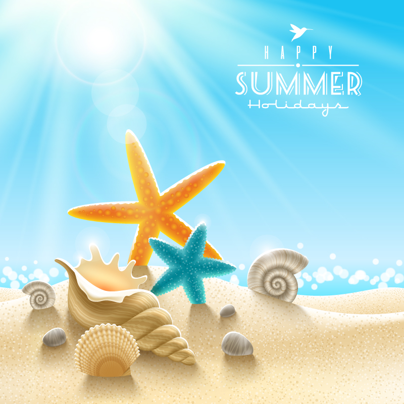 Summer Beach Starfish Background Vector Graphic
