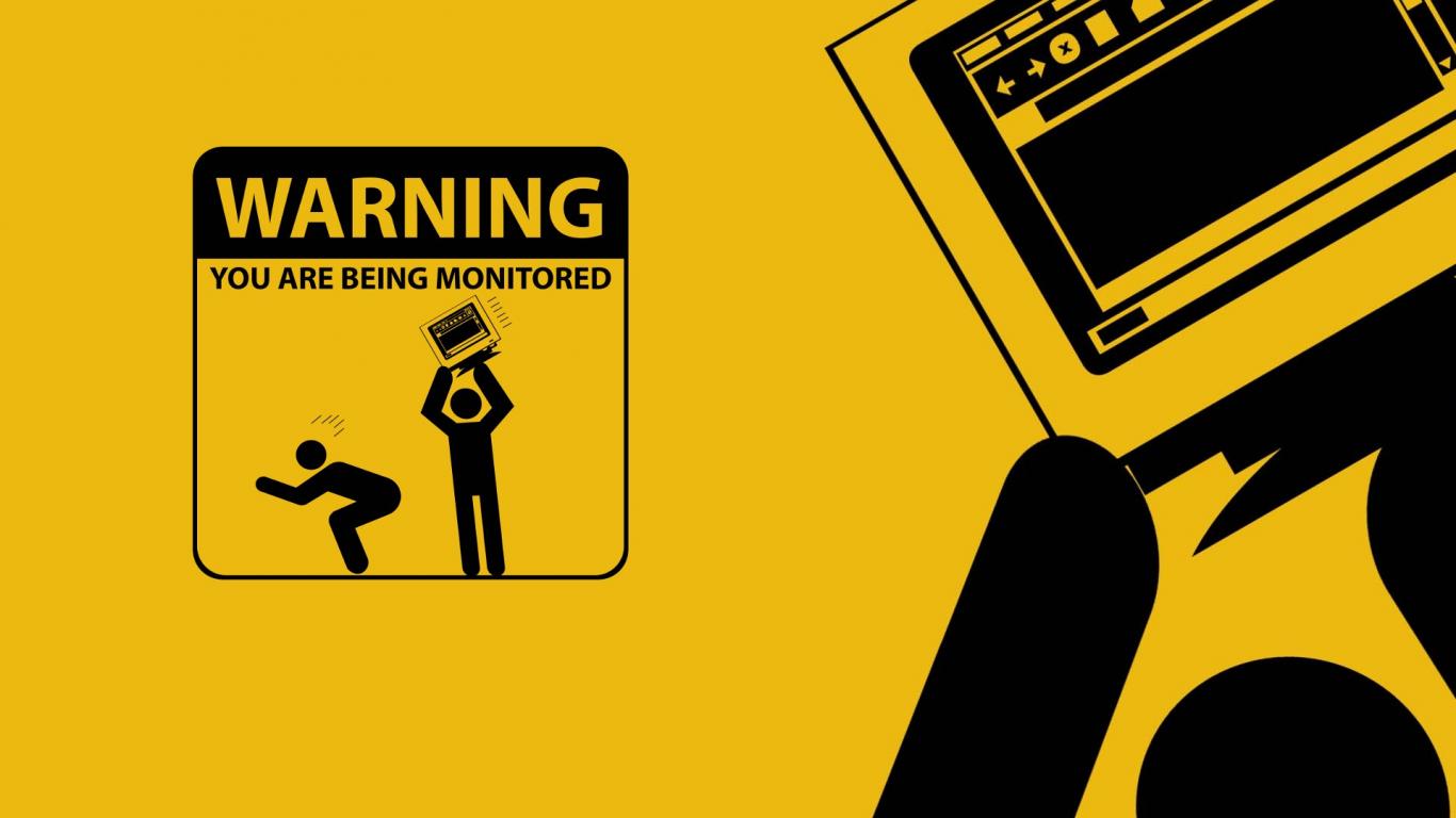 Caution funny minimalistic monitor warning wallpaper 76170