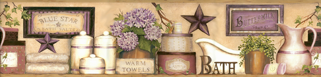 114151 Bath Shelf Lavender Wallpaper Border