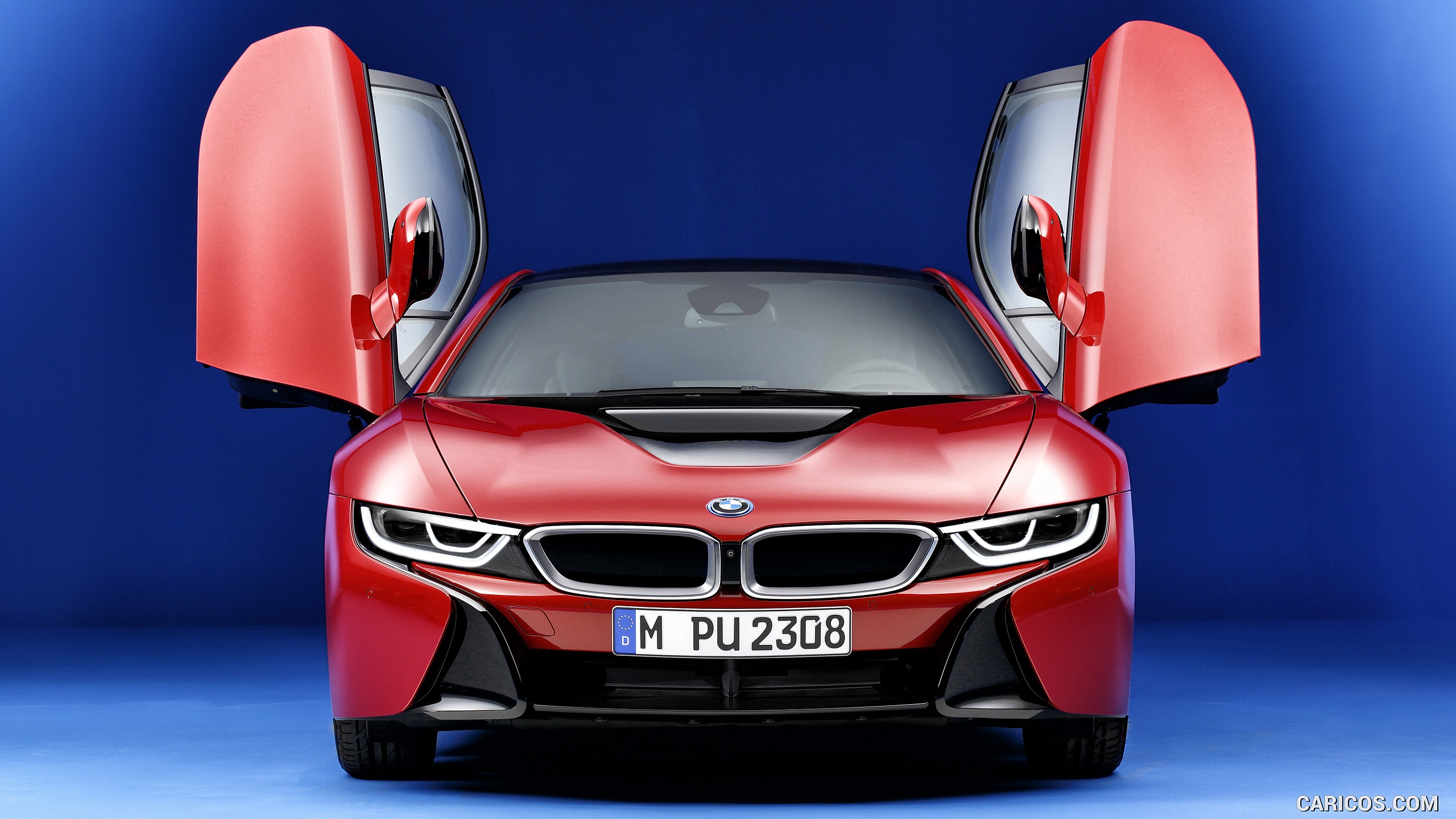 Bmw I8 Protonic Red Edition Doors Up Front Caricos