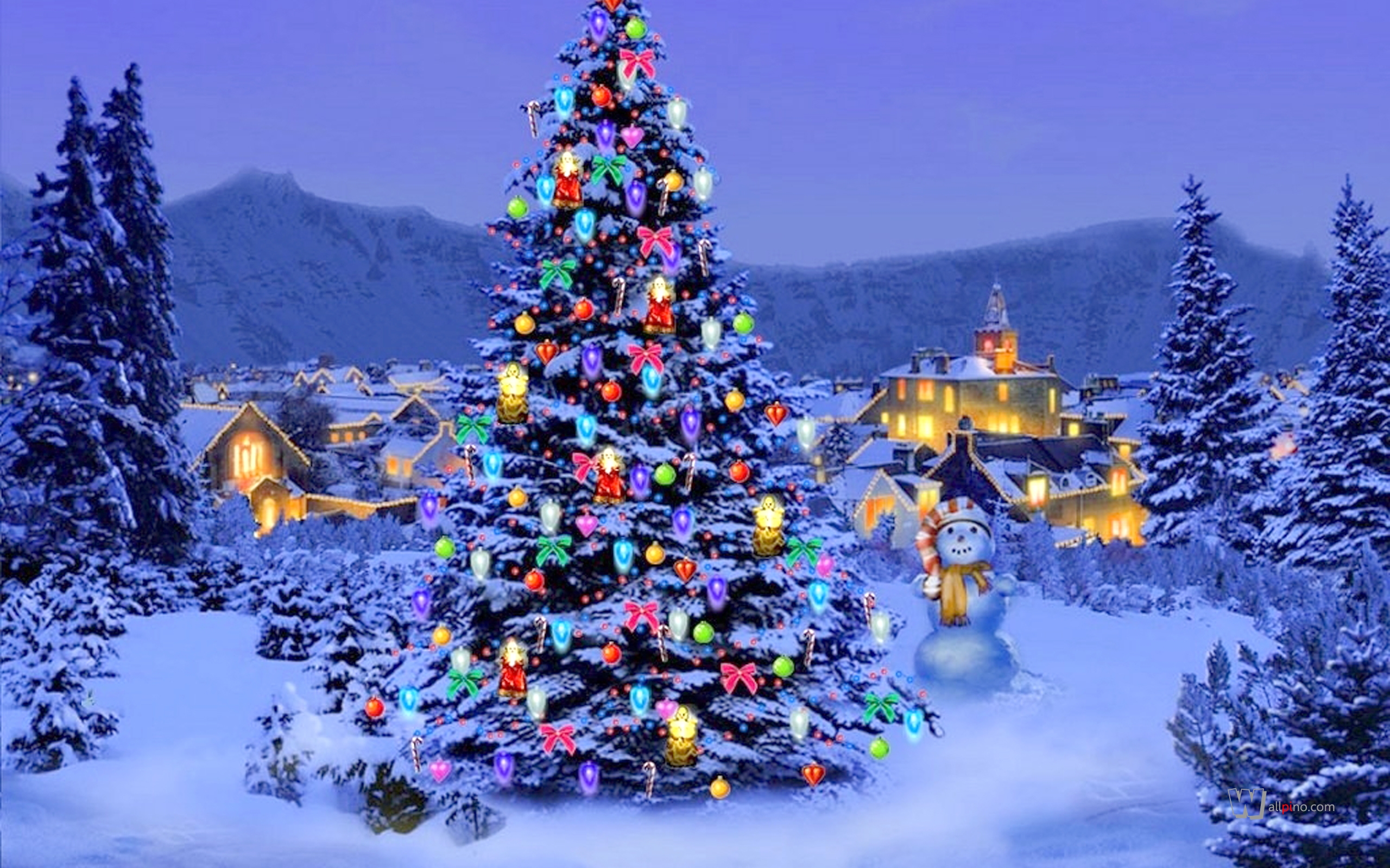 Christmas Tree In The Mountains Wallpaper