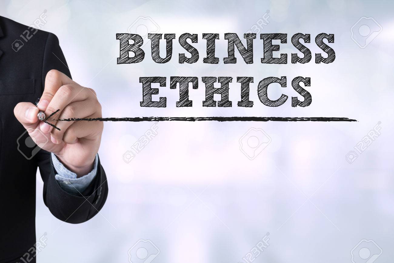 Business Ethics Businessman Drawing Landing On Blurred