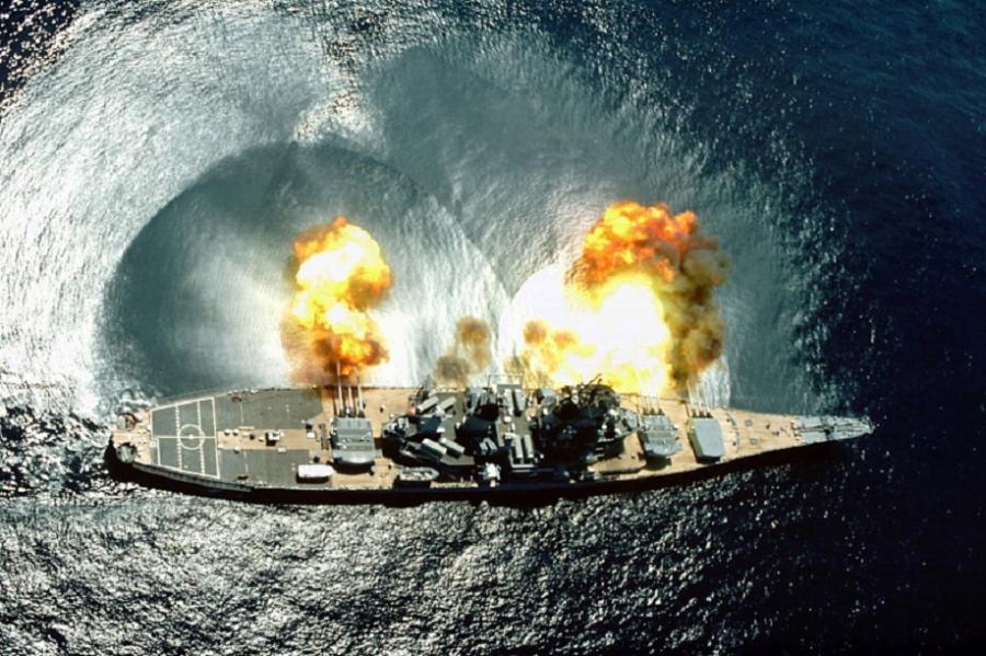 The Battleship Iowa Fires Her Big Guns Pixdaus