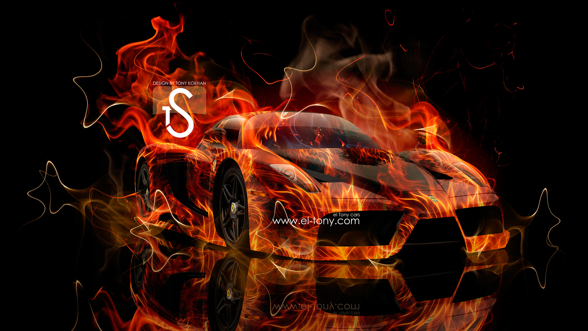Ferrari Enzo Fire Car Abstract Smoke HD Wallpaper Design By Tony