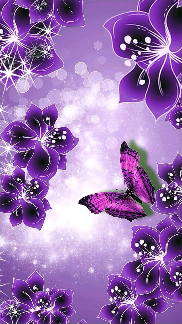 Purple And Blake Flowers Border Wallpaper