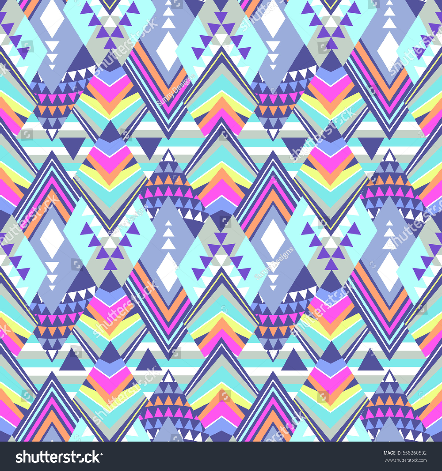 Bright Colorful Tribal Geo Seamless Background Stock Vector
