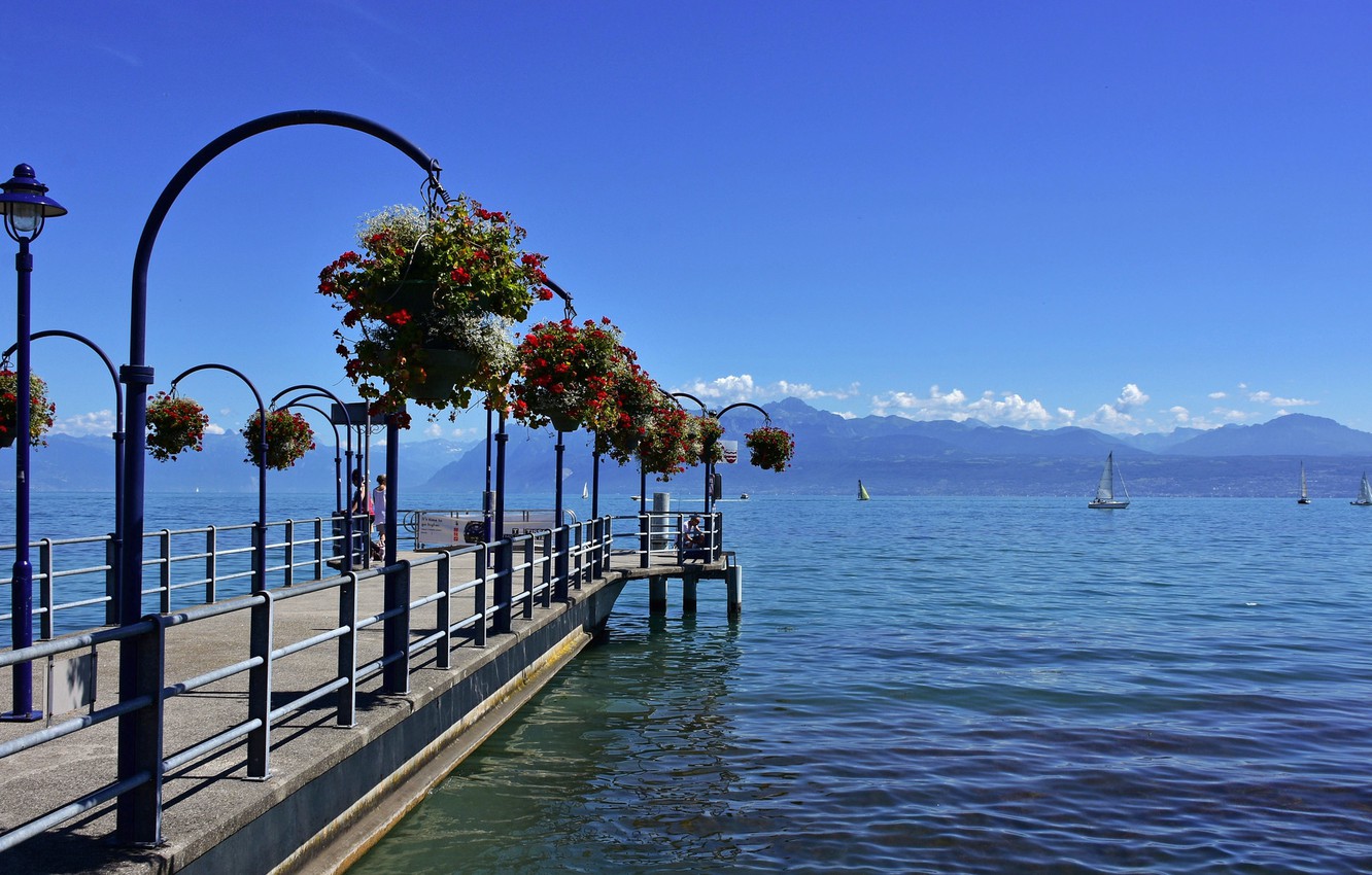 Wallpaper Lake Marina Switzerland Canton Of Vaud