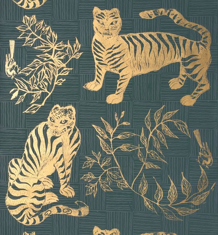 Tiger Magie Hunter Wallpaper Ethnic Prints Metallic Paper Wall