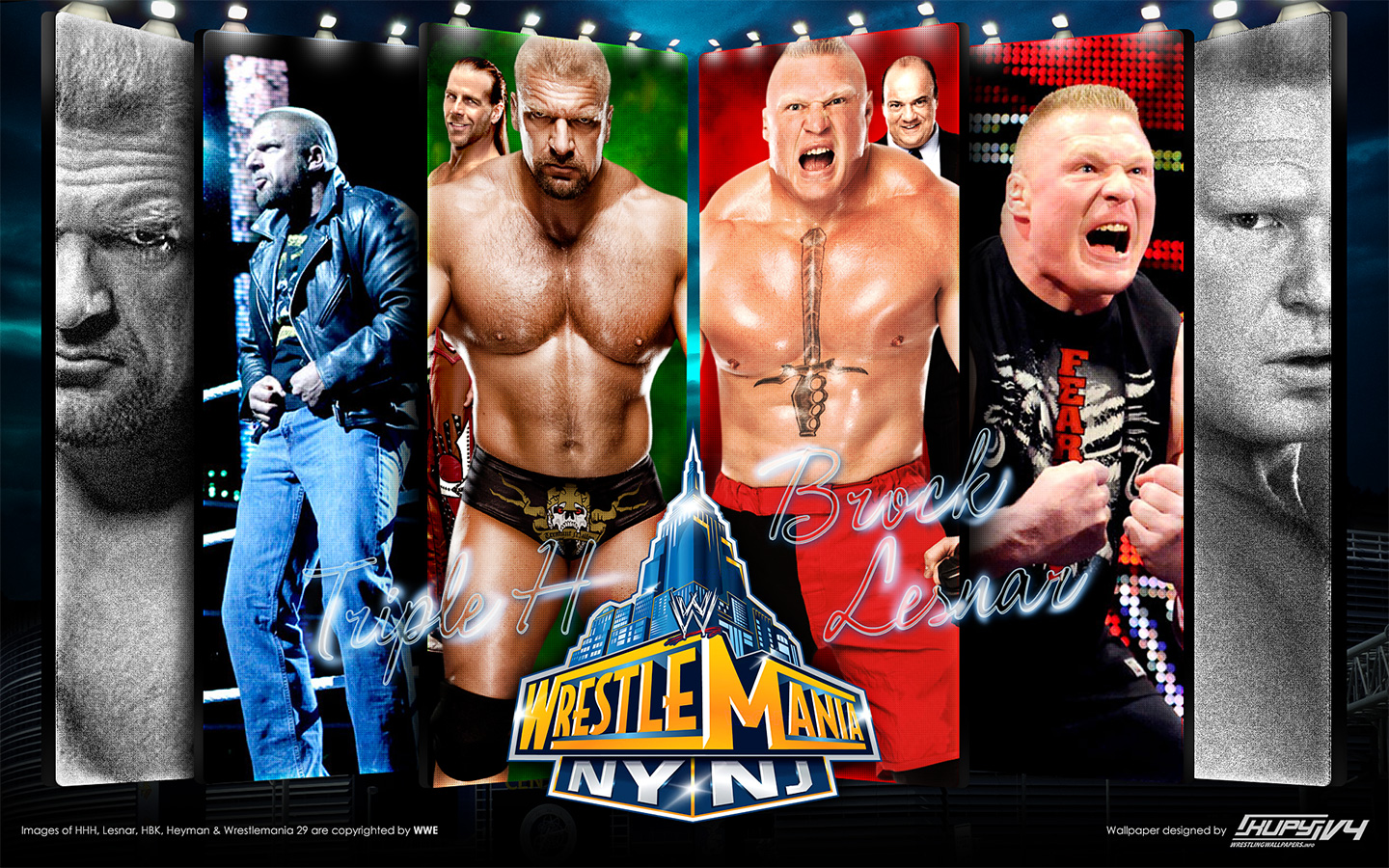 Brock Lesnar W Paul Heyman Vs Triple H Shawn Michaels