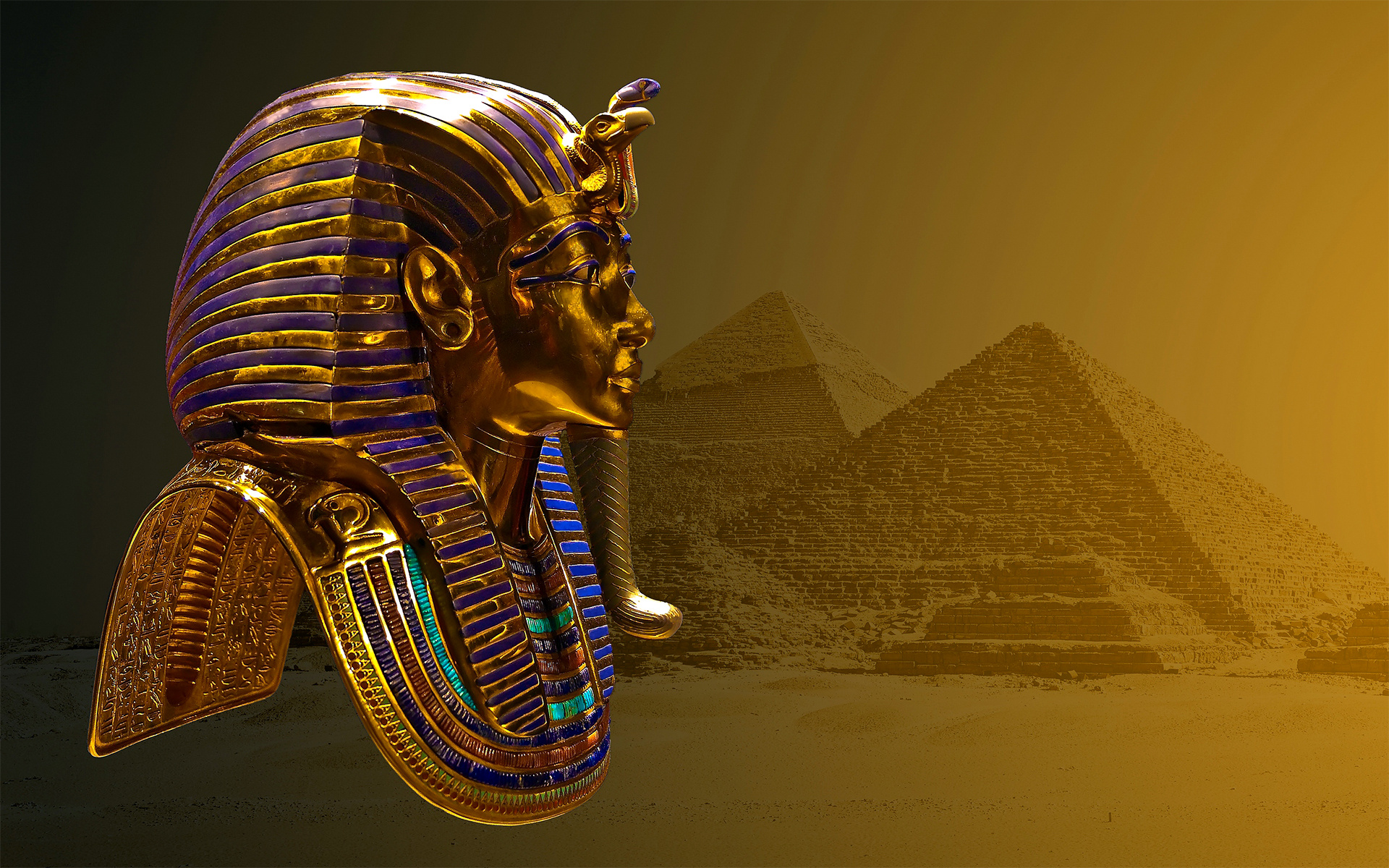 Tutankhamun Mask Pyramid Egypt Wallpaper HD Desktop And