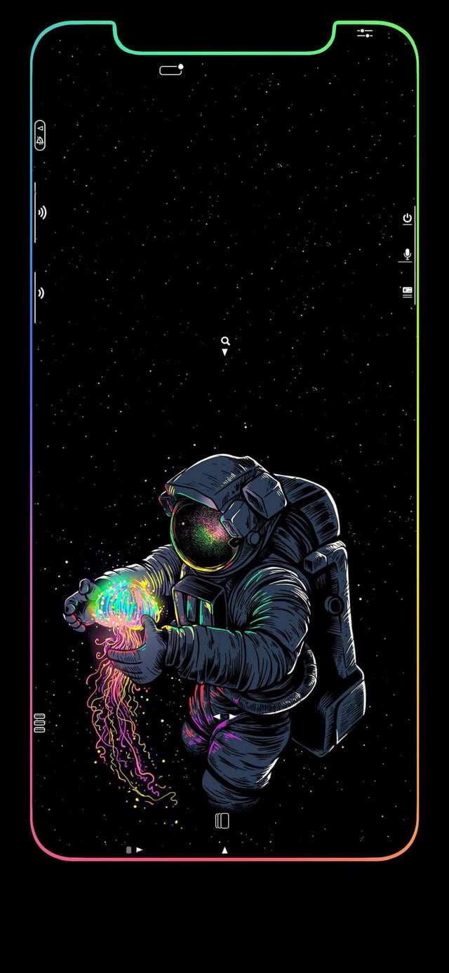 Rainbow Border Astronaut And Button Labels R iPhonexwallpaper