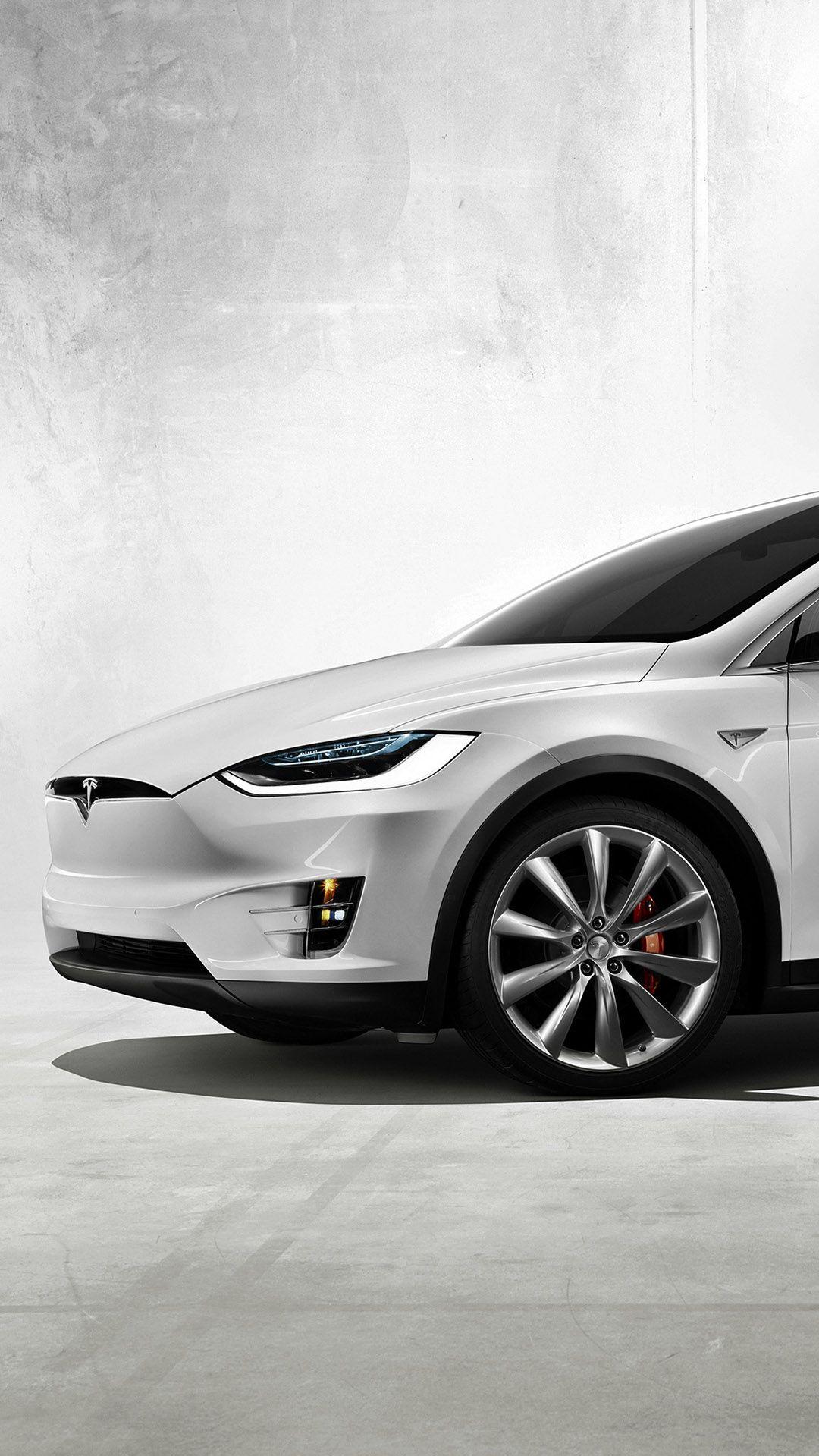 White Tesla Model X Front Iphone Hd Wallpaper