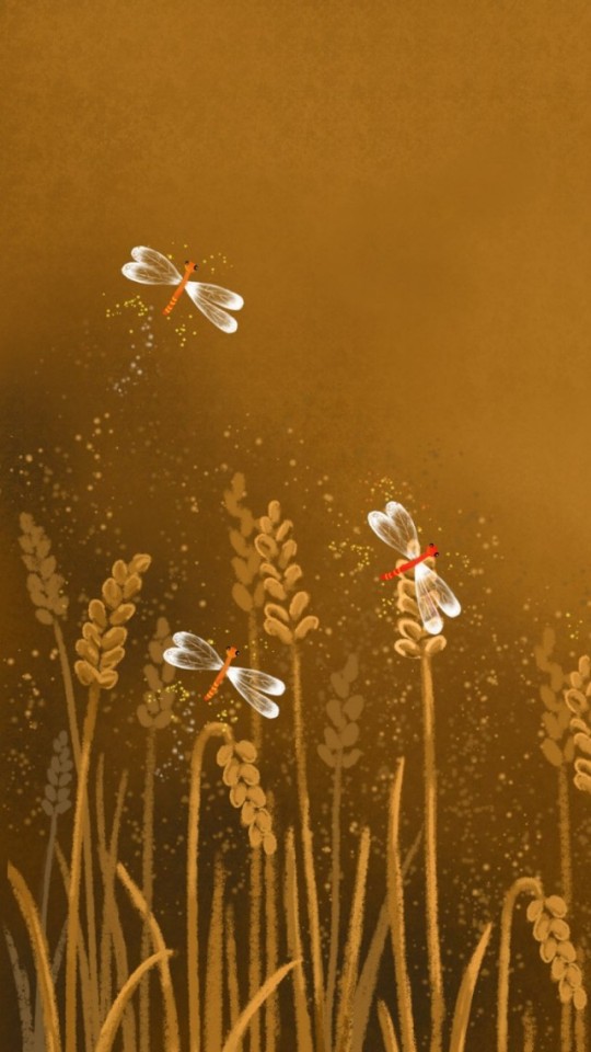 Cartoon Dragonflies Illustration Wallpaper iPhone