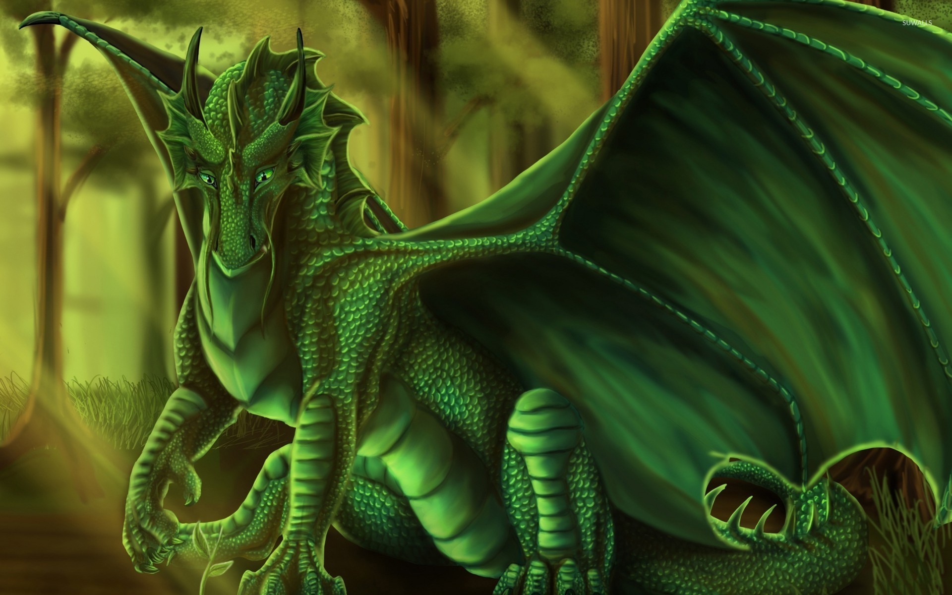 Green Dragon Wallpaper Fantasy