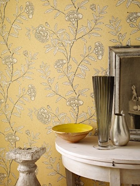 Lemon And Grey Wall Paper Tapeter